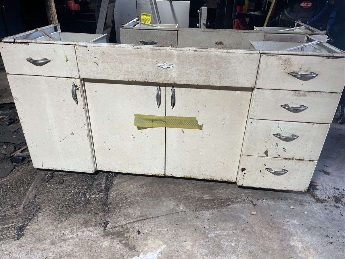 Vintage Metal Kitchen Sink Cabinet for Sale